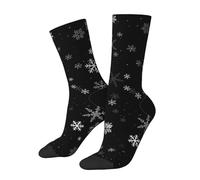 Calzini Da Uomo Black And White Snowflakes Winter Vestito Calzini Traspiranti Casuale Calze Running, Per Tempo Libero, Estive, Amico, 40cm