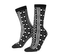 Calzini Da Uomo Black On White African Mudcloth Inspired Calzini Abbigliamento Morbidi E Caldi Traspiranti Calze Running, Per Palestra, Camminata, Estive, 40cm