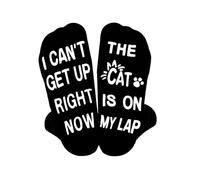 Calzini da uomo con scritta "I Can'T Get Up Right Now The Dog/Cat Is On My Lap", unisex, in cotone, antiscivolo, divertenti, idea regalo per papà, marito, nonno, idea regalo per compleanno, festa del