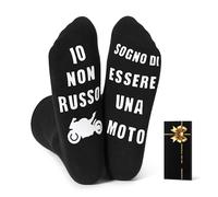 Calzini da Uomo Divertenti Antiscivolo - Regalo per Papà, Marito, Fidanzato - 'IO NON RUSSO, SOGNO DI ESSERE UNA MOTO' - Idea per Compleanno, Natale, Festa del Papà