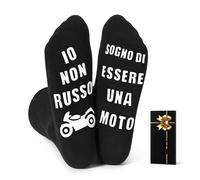 Calzini da Uomo Divertenti, Regalo da Uomo per Papà Compleanno di Natale,IO NON RUSSO,SOGNO DI ESSERE UNA MOTO，Calzini Antiscivolo da Uomo, Regalo per Papà, Marito, Fidanzato, Regalo Festa del Papà