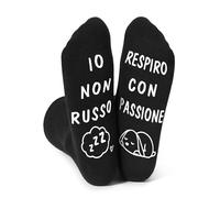Calzini da Uomo Divertenti, Regalo per Papà Compleanno di Natale,IO NON RUSSO RESPIRO CON PASSIONE,Calzini Antiscivolo da Uomo, Regalo per Papà, Marito, Fidanzato, Regalo Festa del Papà