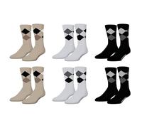 Calzini da uomo in cotone pettinato, morbido, set di 6 calzini alti da uomo, comodi, Beige/Nero/Bianco, 43-46
