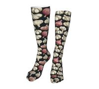 Calzini Da Uomo Retro White Garlic Black Sportive Running Calzini Moda Comode Calze Running, Per Ciclismo, Camminata, Tempo Libero, 50Cm