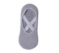 Calzini da yoga da donna a cinque dita, 1 paio, calzini antiscivolo in cotone con pois per pilates e esercizi a pavimento (dimensioni medie pietra ardesia cenere)