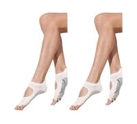 Calzini da yoga da donna antiscivolo a cinque dita - calzini sportivi corti aperti sul retro, per tutte le stagioni, S/M (US 4-9.5), per yoga/allenamento, 2 paia bianco e nero, S