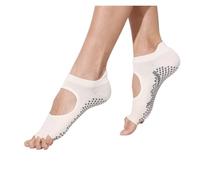 Calzini da yoga da donna antiscivolo a cinque dita - calzini sportivi corti aperti sul retro, per tutte le stagioni, S/M (US 4-9.5), per yoga/allenamento, 1 paio bianco, S