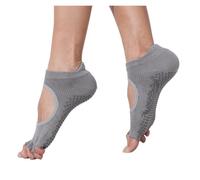 Calzini da yoga da donna antiscivolo a cinque dita - calzini sportivi corti aperti sul retro, per tutte le stagioni, S/M (US 4-9.5), per yoga/allenamento, 1 paio grigio, S