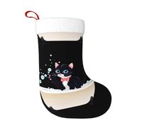 Calzini decorativi natalizi con gattino WHJSSF che soffia bolle nella vasca da bagno, decorazione per la casa, morbidi e confortevoli, per ufficio, albero di Natale, caminetto