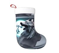 Calzini decorativi natalizi HJFCZH Full-Moon Wolves stampe 3D decorazione per la casa morbida e confortevole per ufficio albero di Natale camino