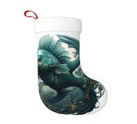 Calzini decorativi natalizi WHJSHOP The Green Flying Fish Pattern Home Decoration Soft and Comfortable for Office Christmas Tree Fireplace