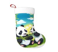 Calzini decorativi natalizi WHJSHOP Two Happy Pandas Pattern Home Decoration Soft and Comfortable for Office Christmas Tree Fireplace