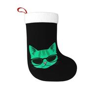 Calzini decorativi natalizi WHJSSF Green Head Occhiali da sole gatto stampato decorazione per la casa morbida e confortevole per ufficio albero di Natale camino