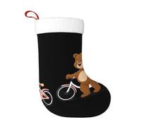 Calzini decorativi natalizi WHJSSF Little Brown Bear Accanto alla bicicletta stampati decorazione per la casa morbida e confortevole per ufficio albero di Natale camino
