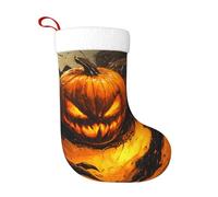 Calzini decorativi natalizi WHJSSF Pumpkin Monster in the fire stampati decorazione per la casa morbida e confortevole per ufficio albero di Natale camino