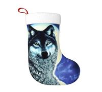 Calzini decorativi natalizi WHJSSF Wolf Under Moon stampati decorazione per la casa morbida e confortevole per ufficio albero di Natale camino