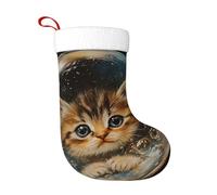 Calzini decorativi natalizi YYHWHJDE Il gattino nella bolla stampa decorazione della casa morbida e confortevole per ufficio albero di Natale camino