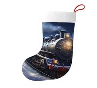 Calzini decorativi natalizi YYHWHJDE Inverno Natale Neve Notte Ferrovia Treno Stampa morbida e leggera non sbiadisce adatto per ufficio Albero di Natale camino