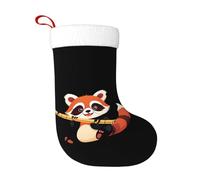 Calzini decorativi natalizi YYHWHJDE Panda rosso che gioca a flauto di bambù stampa decorazione per la casa morbida e confortevole per ufficio albero di Natale camino