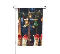 Calzini di Natale Festa di Natale Bandiera da giardino 30,5 x 45,7 cm a doppia faccia Primavera Estate Decorativa Cortile Bandiera Piccola Bandiera Stagionale Vacanza Decorazione