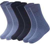 Calzini diabetici da uomo con polsini larghi e morbidi, con punta senza cuciture e sensazione accogliente Piedi gonfi Gambe calzini circolatori non vincolanti TAGLIA (6-11), Blu (6 paia), Taglia unica