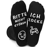 Calzini divertenti, calzini da gioco con scritta "Ich Zocke Bitte Nicht Stören", calzini in cotone per gamer, calzini antiscivolo da polpaccio, calzini da casa, regalo per donne e uomini, calzini