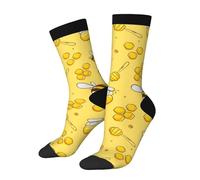 Calzini divertenti con api volanti elastiche colorate novità casual Crew calzini a contrasto colore design per donne uomini, 3 nero, Taglia unica