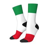 Calzini divertenti con bandiera italiana elastica colorata novità casual Crew calzini contrasto colore design per donne uomini, 2 Nero-2, Taglia unica