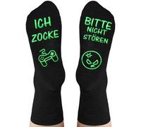 Calzini divertenti con scritta in lingua tedesca "Bitte nicht Stören Ich Zocke, gamer Socken Geschenk für Zocker Männer Damen, b, Taglia unica