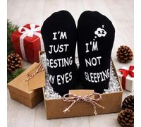 Calzini divertenti per giocatori, calcio/lettera, unisex, idea regalo per Natale e compleanno, Non sto dormendo-4, One Size