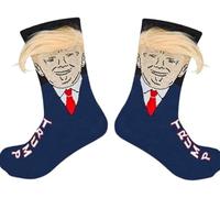 Calzini divertenti unisex, calzini Trump, capelli, calzini da vestito, calzini da donna e uomo, regalo di Natale segreto di Babbo Natale, Blu, Taglia unica