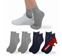 Calzini Donna Cotone Leggero 4 Paia di cui 1 in Omaggio Calze Donna Filo di scozia Made in Italy (IT, Testo, Taglia unica, Regular, Regular, 2 Paia GRIGIO 2 Paia BLU - ASS 2)