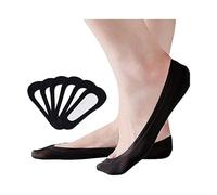 Calzini Fantasmini Donna,Invisibili Calzini 6 Paia Estate Antiscivolo Calze Fantasmini Nylon Cotone Basse Salvapiede Calze con Silicone Gel per Calzature Scarpe da Ginnastica Mocassini Estivi,Nero