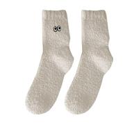 Calzini Fuzzy Per Le Donne Morbido Inverno Accogliente Pantofola Calzini Carino Peluche Caldo Sonno Calzini Per Natale Compressione Calze Strides, Beige, Taglia unica