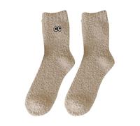 Calzini Fuzzy Per Le Donne Morbido Inverno Accogliente Pantofola Calzini Carino Peluche Caldo Sonno Calzini Per Natale Compressione Calze Strides, cachi, Taglia unica