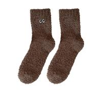 Calzini Fuzzy Per Le Donne Morbido Inverno Accogliente Pantofola Calzini Carino Peluche Caldo Sonno Calzini Per Natale Compressione Calze Strides, Caff, Taglia unica