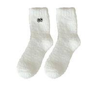Calzini Fuzzy Per Le Donne Morbido Inverno Accogliente Pantofola Calzini Carino Peluche Caldo Sonno Calzini Per Natale Compressione Calze Strides, bianco, Taglia unica
