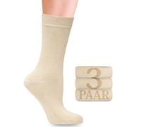 Calzini in bambù con Lycra da donna: Comfort e nessuna cucitura alla base delle unghie dei piedi; per affari e tempo libero; 3 paia (39-42, Beige chiaro)