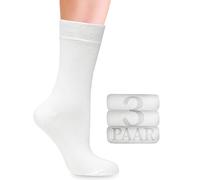 Calzini in bambù con Lycra da donna: Comfort e nessuna cucitura alla base delle unghie dei piedi; per affari e tempo libero; 3 paia (35-38, Bianco)