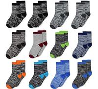 Calzini in cotone a righe per ragazzi, 12 paia di calzini in cotone traspirante, Calze Bambina con motivo a righe, Multicolore, 3-5 Anni