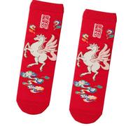 Calzini in cotone medio polpaccio per coppie con cavallo di buon auspicio design anno colore rosso che simboleggia le fortune, morbidi da indossare tutti i giorni calzini abbinati, improvvisamente