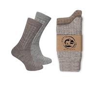 Calzini in lana di alpaca per uomini e donne, 2 paia, maglia fine, caldi, morbidi, accoglienti, naturali, termici, spessi, per passeggiate (IT, Numero, 35, 38, Regular, Regular, Sabbia&Grigio)