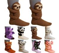 Calzini Lavorati a Maglia 3D Con Animali, Calzini All'uncinetto a Mano, Cotone Doppio Strato, Divertenti, Caldi Invernali Da Pavimento Calze Running Uomo Calze Compressione Graduata Donna