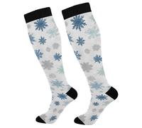 Calzini Lunghe Blue White Snowflakes Winter Flowers Comodi Crew-Smlx Calze Casual Calze Running Per Lavoro Trekking Sci 50Cm