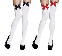 Calzini Lunghe Donna con Fiocchi, 2 Paia calze elasticizzate, Calze Autoreggenti Calze Parigine da Donna, carnevale, costume, festa in maschera, sexy donna Biancheria Intima, Bianco