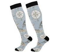 Calzini Mappa Del Mare Bussola Faro Antiodore Elasticizzato Calze Antivesciche Socks Per Calcio Trekking Outdoor