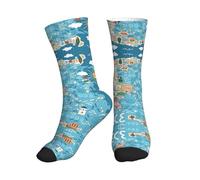 Calzini Mappa Della Grecia Morbide Calze Da Lavoro Antiscivolo Elasticizzato Calze Per Uomo Basket Running 8.5X40Cm