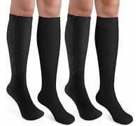 Calzini medici a compressione 2 Paia con cerniera 15-20 mmHg Supporto gamba con Cerniera di Supporto Migliore per Edema, Gonfiore, Gravidanza (S-M, Nero)