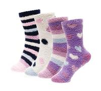 Calzini morbidi per bambine - antiscivolo - calzini da letto super morbidi e pelosi - comodi calzini termici - Confezione da 4 paia, Multicolore, 7-10 Years