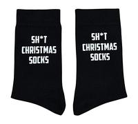 Calzini natalizi divertenti, regalo di Natale giurato, divertente regalo segreto di Babbo Natale, calzini di riempimento, calzini maleducati, regalo di Natale, Nero , L